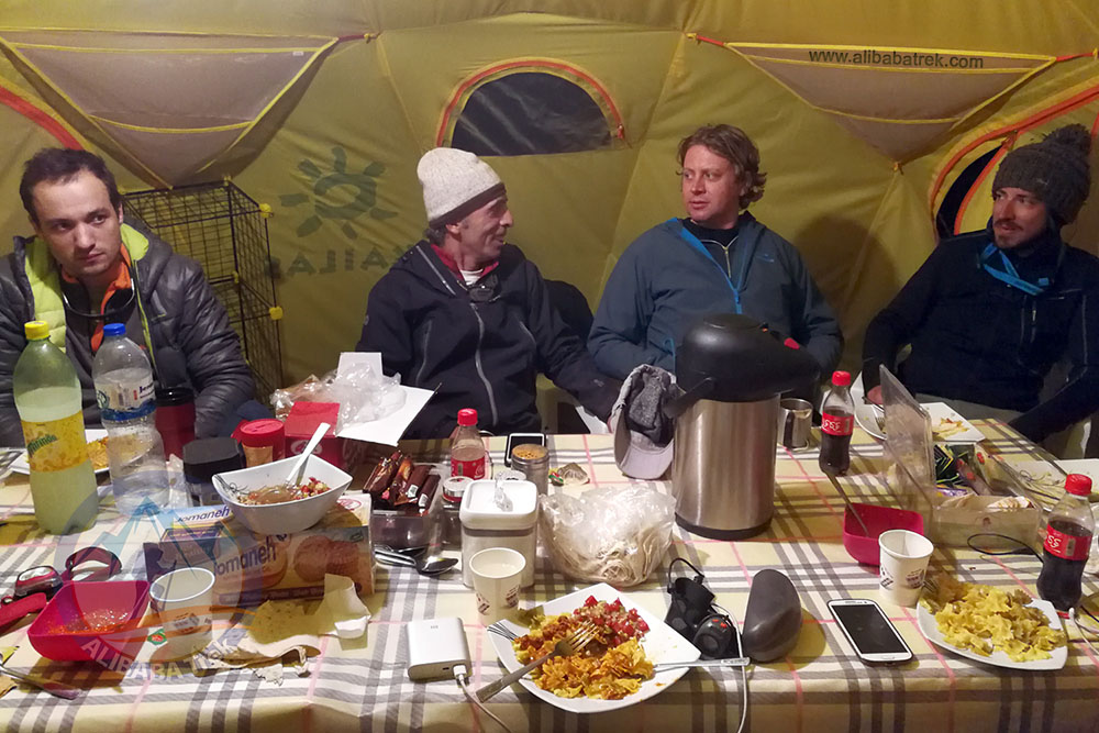 Our luxury dinner table at Camp 3 next to the shelter, 4200 m, during southern route Damavand tour.