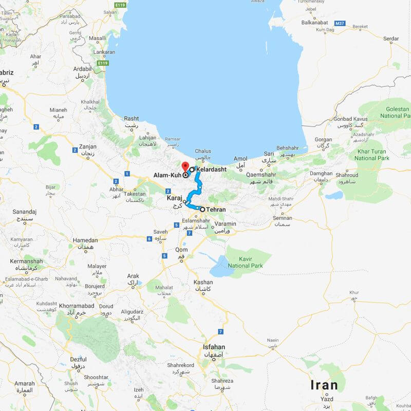 Alibabatrek iran tour Alamkuh, The Alps of Iran trip map