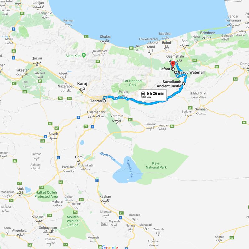 Alibabatrek iran tour Iran's Northern Green Nature trip map
