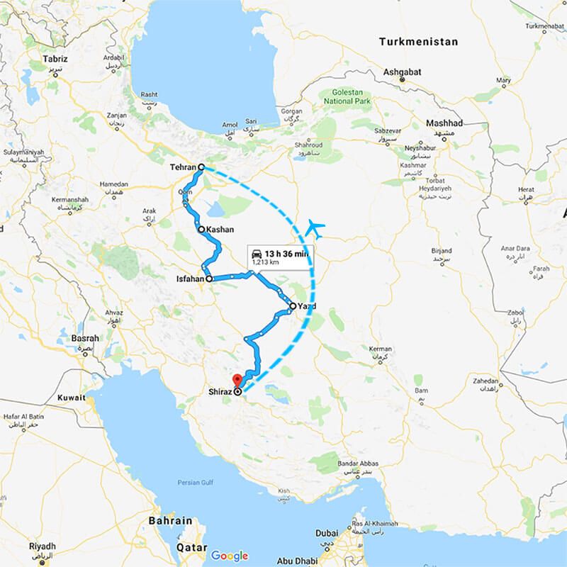Alibabatrek iran tour PERSIA TRAVEL; EXCLUSIVE CULTURE OF PERSIA trip map